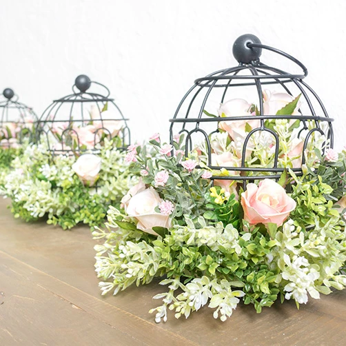 3631 Fleur De Soie Artificielle Cage à Oiseaux Rose Décoration De Table De Mariage In Flacons Bocaux Et Boîtes From Maison Animalerie On