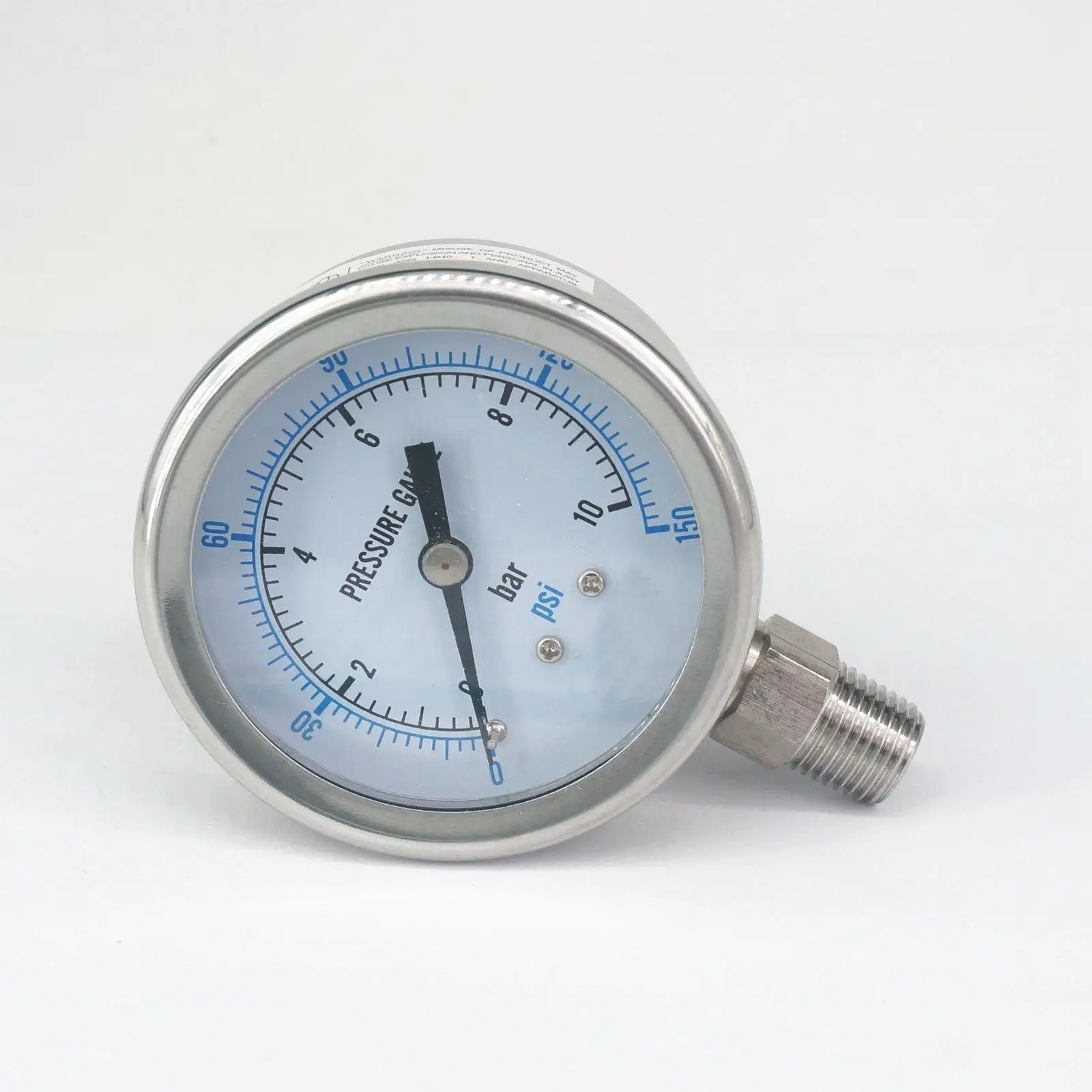 

0-10bar 1/4" BSPT Male 60mm Dial Pressure Gauge 304 Stainless Bar PSI N2 Steam Brewing Pneumatic Accuracy Class 2.5%