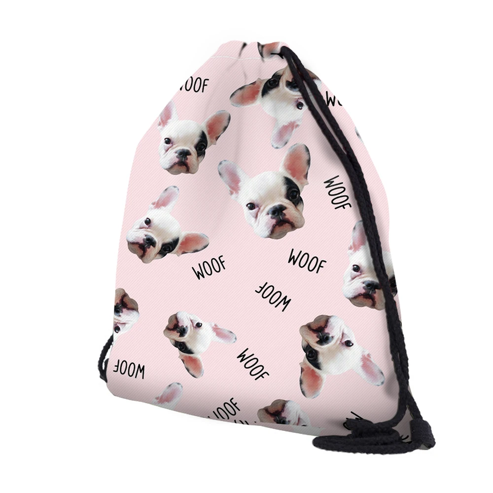 DAOXI 3D печатных милый Бульдог Drawstring Bag ежедневно Повседневное рюкзак на шнурке DX60086