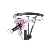 Adjustable Size Chastity Belt with Anal Plug and Vagina Plugs pants Realistic Penis Sex Toys For women