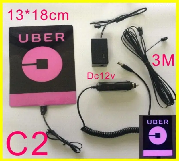 Hot Sale NEW Uber Lyft luminous light car sticker with DC12V inverter for car glow car sticker ...