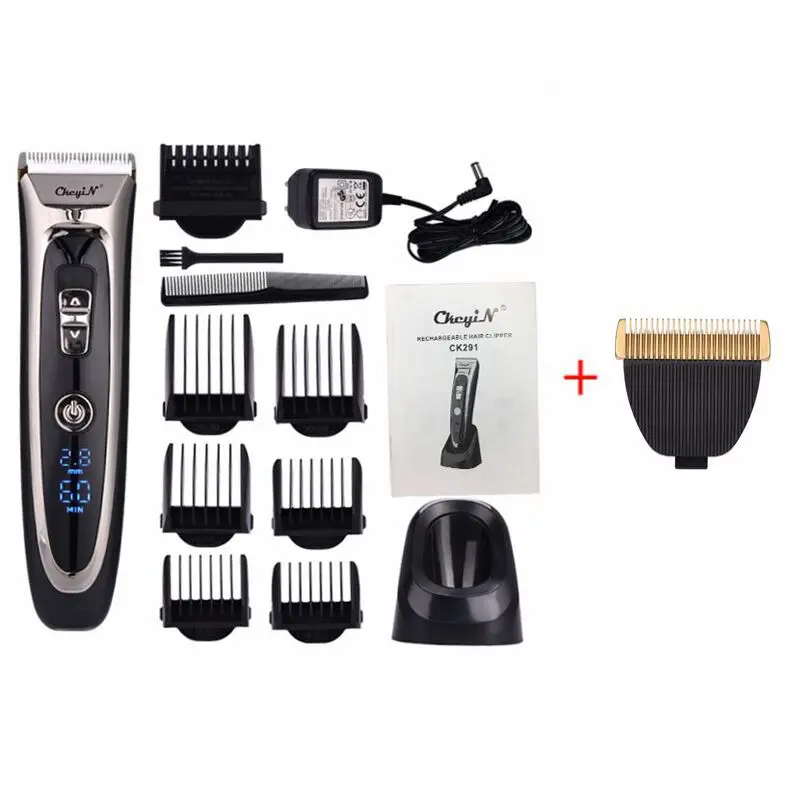 Online 100 240V Digital profesional de pelo eléctrico recargable cortadora de pelo de los hombres sin corte de pelo de cerámica ajustable hoja 40