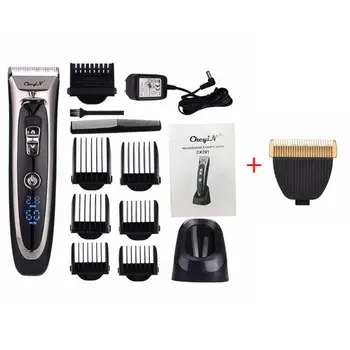 

100-240V Professional Digital Hair Trimmer Rechargeable Electric Hair Clipper Men's Cordless Haircut Adjustable Ceramic Blade 40