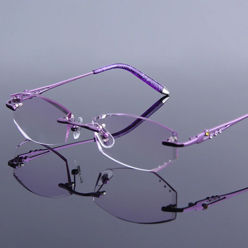 

Ultralight Rimless Reading Glasses Women Clear Lens Fashion Computer Glasses Reader Presbyopia Rhinestone Hyperopia Eyewear G806