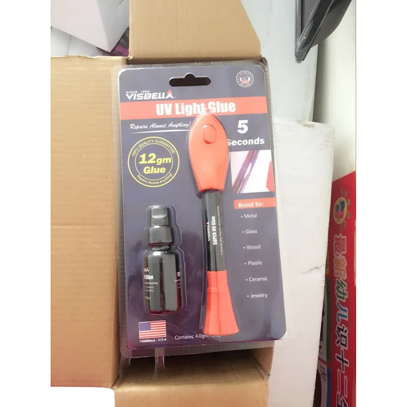 8PCS/box Visbella (4g+8g refill package) 12g Liquid Plastic Welding Glue 5 Second Fix UV Light Glue quickly seal and repair easy