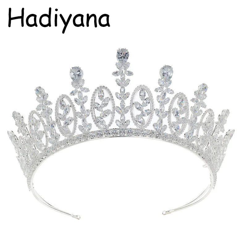 

Hadiyana New Bride Bridesmaid Wedding Tiara hair jewelry Crown Headband Shiny Cubic Zirconia Party Jewelry Crown HG6078