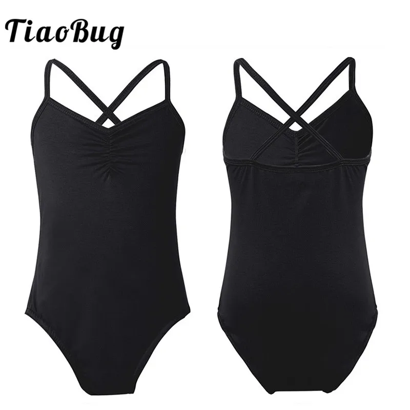 

TiaoBug Kids Teens Spaghetti Straps Solid Color Ballet Leotard Girls Professional Gymnastics Leotard Bodysuit Practice Dancewear