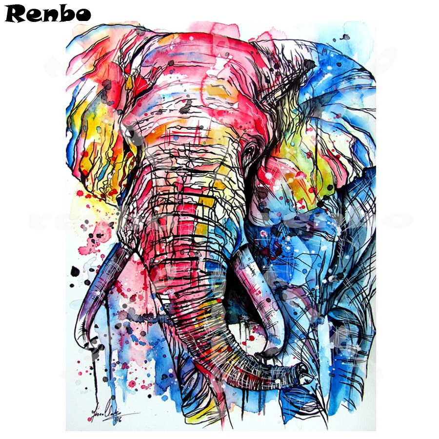 

Pop Art Diamond Mosaic Diamond Painting Cross Stitch color Elephant 5D Diy diamond embroidery crystal full squre Home Decor A555
