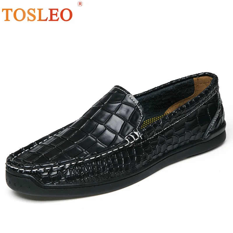 

Embossed Leather Shoes Men Slip On Alligator Men Shoes Casual Comfortable Men Leather Shoes Black Brown Blue Red