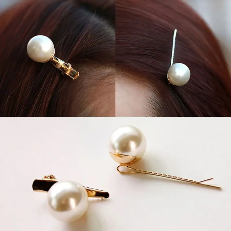

Korean Minimalist Side Bangs Decorative Hair Clip Women Girl Large Imitation Pearl Metal Alloy Duckbill Hairpin Styling Barrette