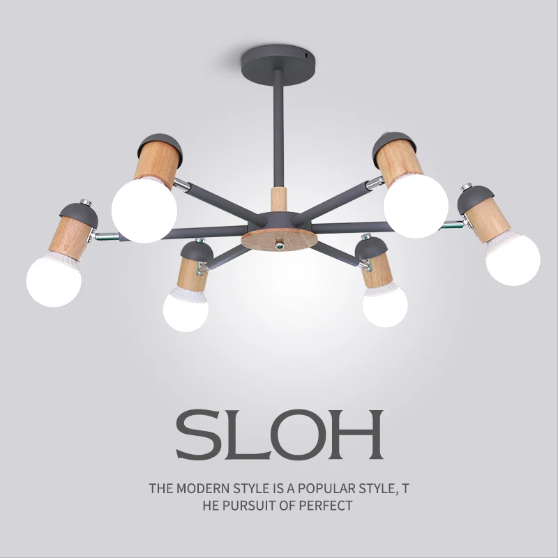 Nordic living room chandelier lighting adjustment telescopic spider E27