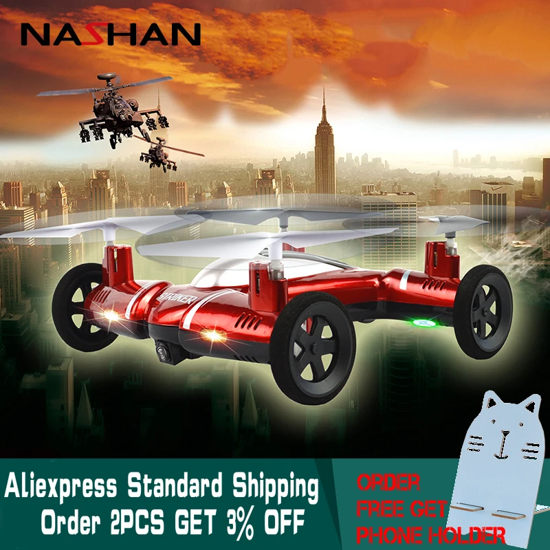 

Nashan Remote Control Drone Rc Helicopter with Camera 2.4G 2 in 1 Flying Car 6-Axis 4CH RC Quadcopter Drone Helicopter Toy Gifts