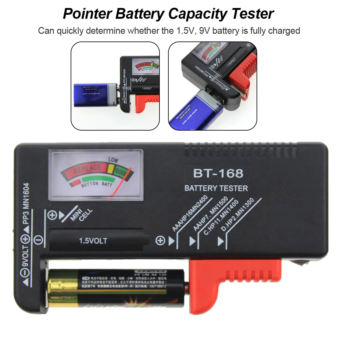 1 шт. цифровой Батарея ёмкость тестер BT168 мощность индикатор для 9 в 1,5 AA AAA ячейки батареи