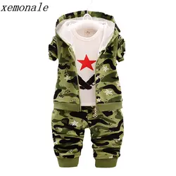 Children Camouflage Clothes Kids Sport Suit Fashion Brand Autumn Cotton Camo Hooded Vest And T-shirt And Pants 3Pcs Clothing Set