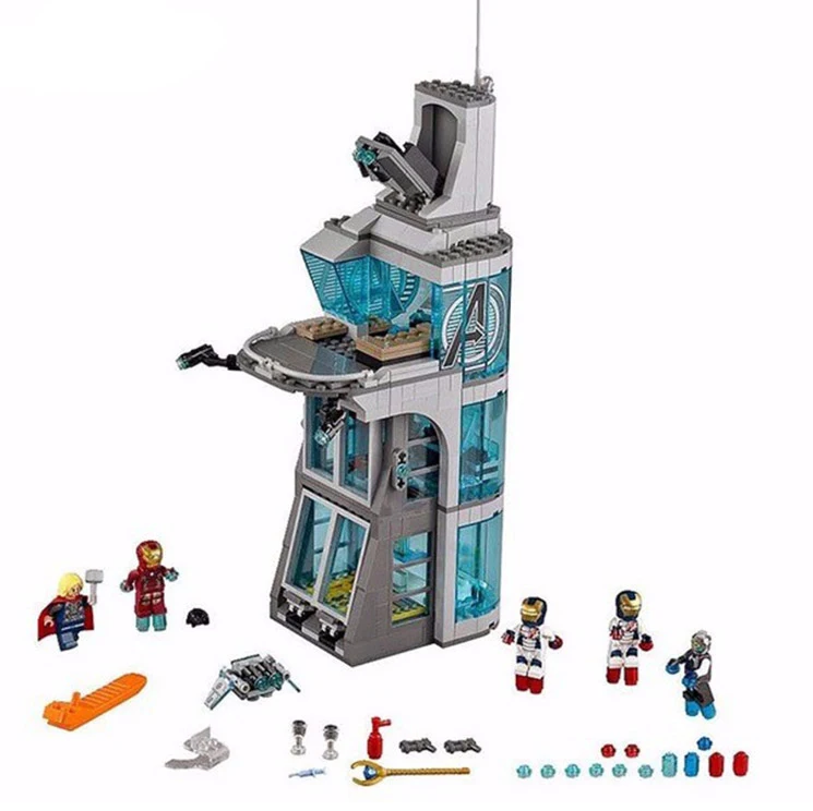 

7114 Super Heroes Aegis Bureau headquarters Attack On Tower Brick Building Block Compatible with Legoe Avengers 76038 Toy