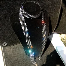 Для женщин певица Bling блестящие шеи галстук с С кристалалми и стразами съемный воротник матрос танцевальные шоу на сцене Аксессуары для одежды
