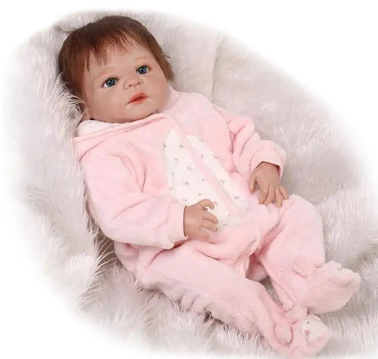 57 см полный Силиконовый reborn baby Игрушки, Куклы как живые Новорожденные Мальчик Дети Детский день рождения подарок NPK дети куклы Ванна Душ игрушка - Цвет: Girl A