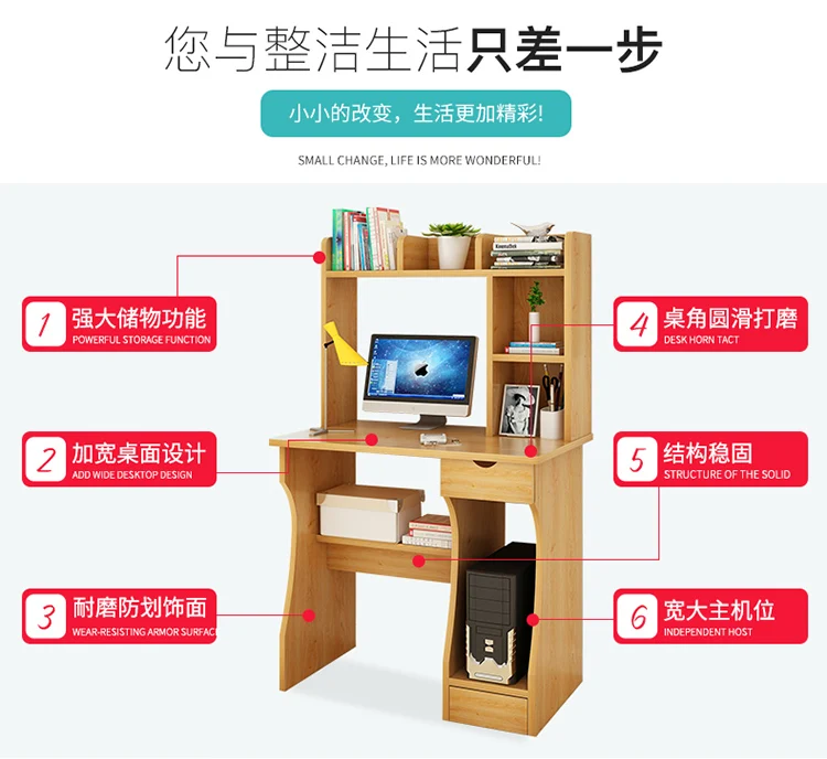 

80cm long computer desk with bookshelf simple modern minimalist multi-functional desk student home economical desk