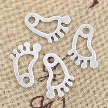 

30pcs Charms Hollow Foot Feet 22x14mm Antique Silver Color Pendants DIY Necklace Crafts Making Findings Handmade Tibetan Jewelry