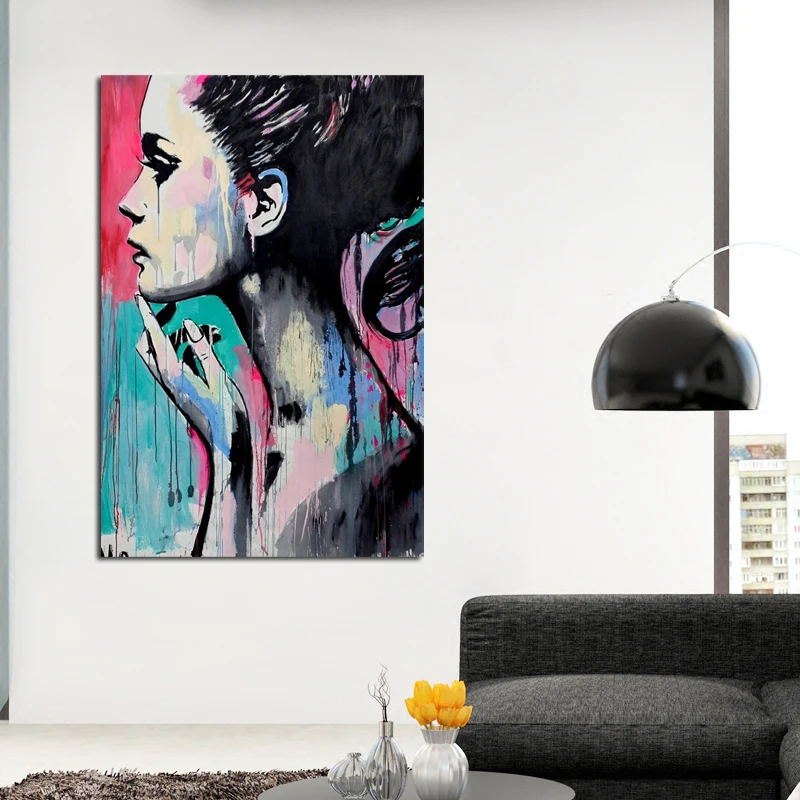 Fashion Young Girls Pictures Modern Painting Girl Portrait Abstract Canvas Print Art Wall Decorations Living Room | Дом и сад