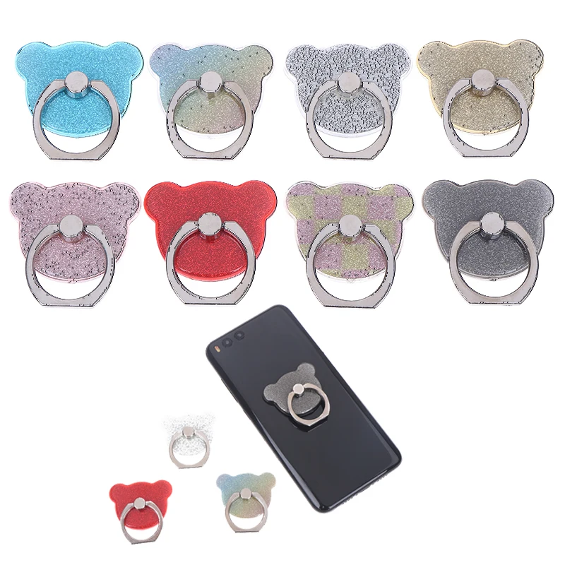 

Glitter Cat Bear shape Mobile Phone holder Ring Universal Cool Finger Ring Holder Stand for iPhone Xiaomi Samsung Huawei