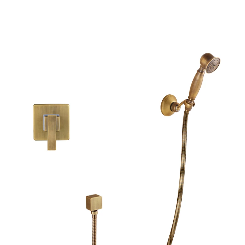 Antique Brass Shower Faucet Handheld Shower Mixers with Bracket Brass