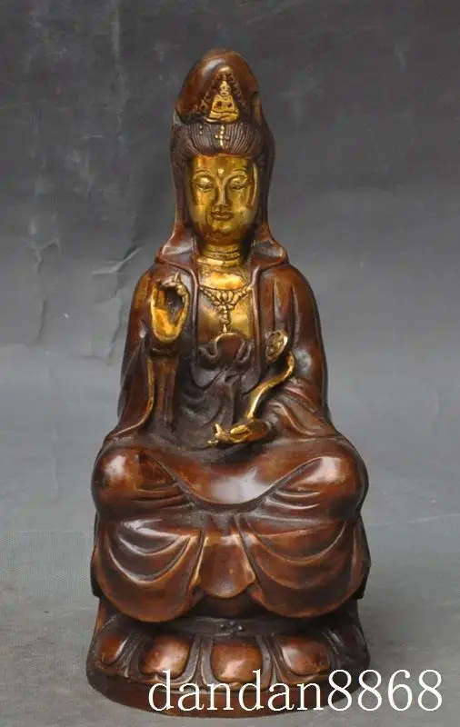 

Crafts statue old chinese buddhism bronze gilt ruyi Kwan-Yin GuanYin Bodhisattva buddha statue halloween