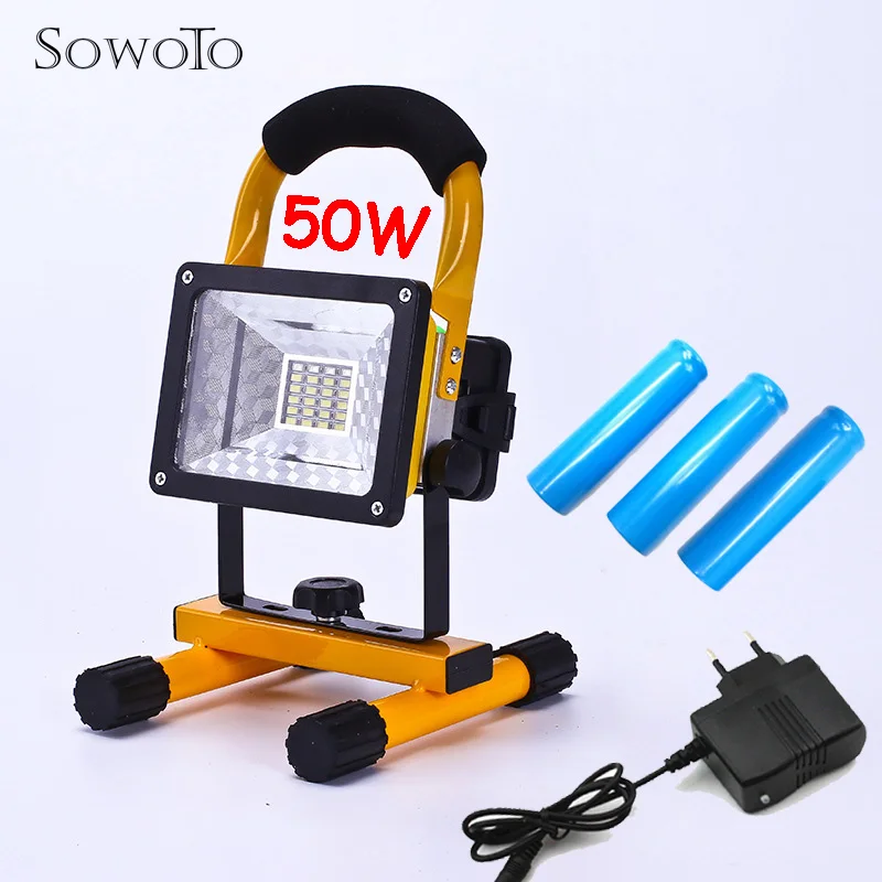 

50W Portable Flood Light Powerful Waterproof Rechargeable LED Tactical Camping Fishing Working Torch Flash Lamp Light Flashlight