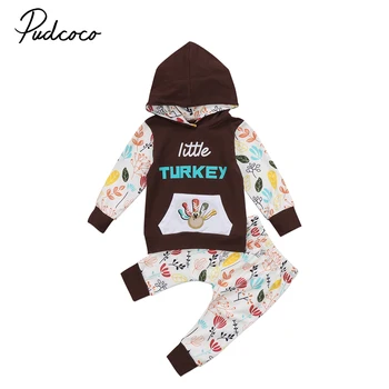 

2pcs Baby Set Long Sleeve Cartoon Thanksgiving Infant Baby Boys Girls Outfits Hoodie Pullover Clothes Romper Pants Leggings