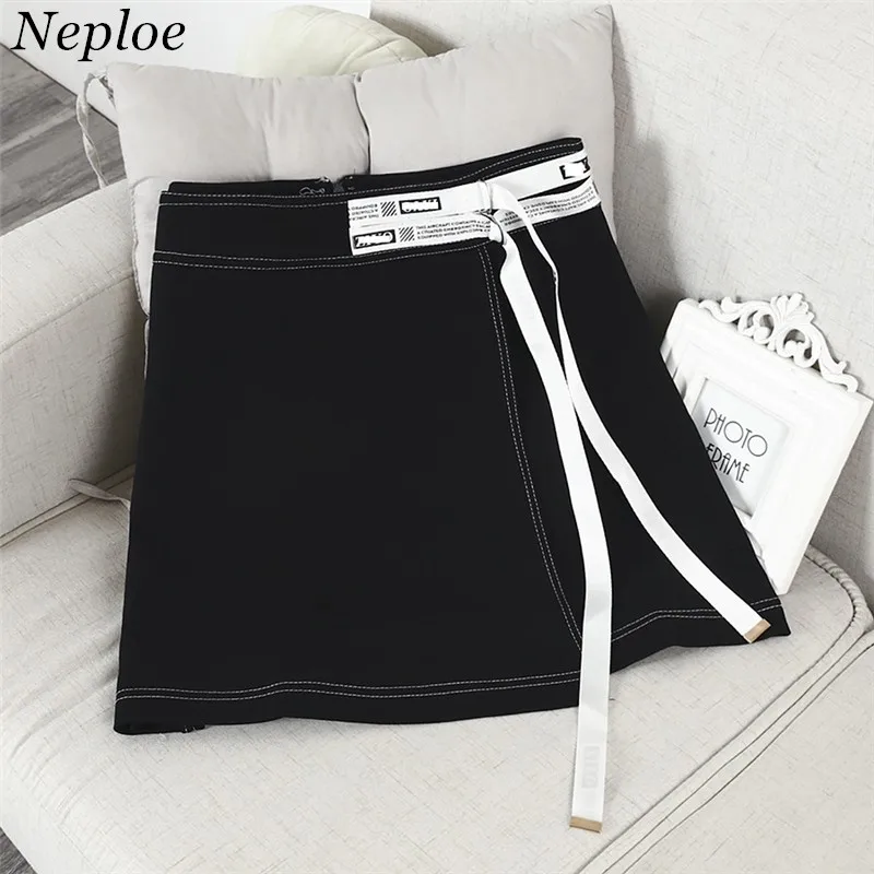 Neploe/однотонные мини-юбки в стиле пэчворк 2019 Корейская Новая модная юбка