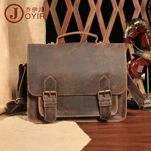 Los hombres de Cuero de Caballo Loco de La Vendimia Mensajero de La Taleguilla Del Bolso de Crossbody Hombro del Cuero Genuino de Los Hombres Maletín Portátil Bolsa de Chocolate