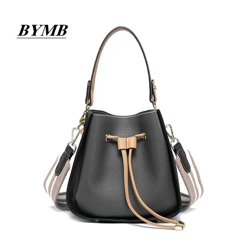 

Genuine Leather bag The bucket bag female 2018 Korean version of the new color small bag slanting shoulder bag.
