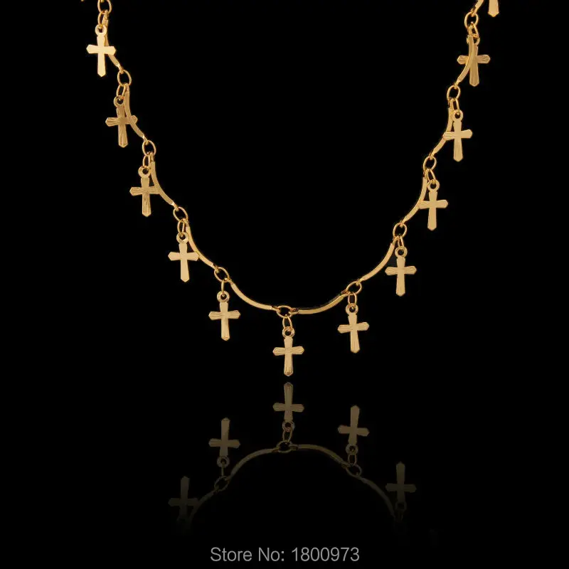 Buy Fine Jewelry Gold Color Link Chain Necklace New Trendy Cross Necklaces For