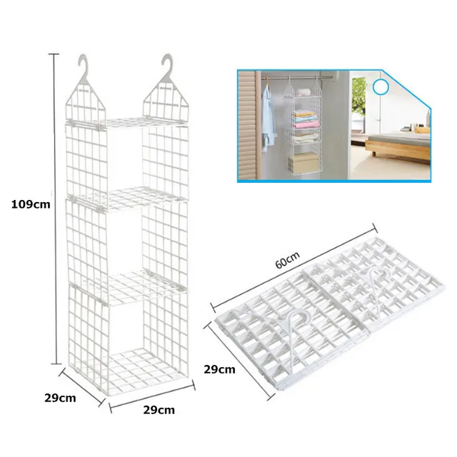 Folding Wardrobe Clothes Underwear Storage Rack Hooks Home Closet