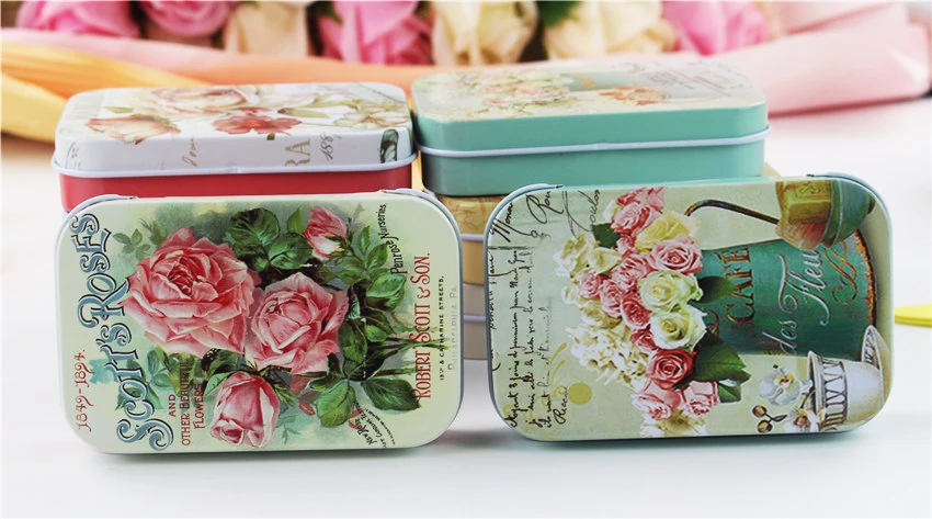 8 шт./лот, красивая коробка для хранения цветов, маленькая металлическая жестяная коробка с бантом, чайная коробка для сахара, кофе, монет и хранения мелочей