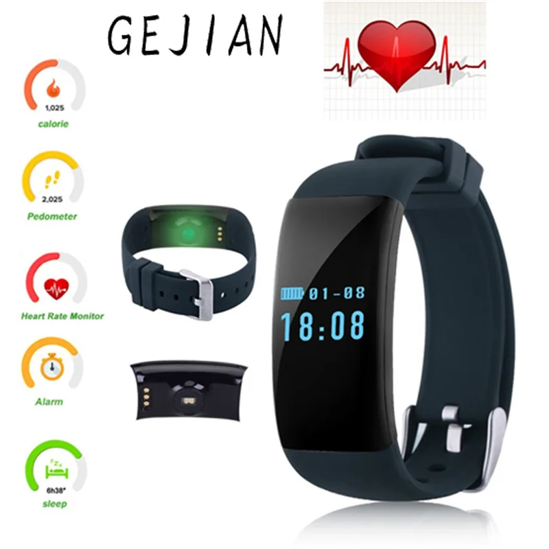 

GEJIAN D21 Smat Band Monitor Heart Rate Smart Bracelet Waterproof Fitness Tracker Watch Clock Smartband for IOS Android Phone
