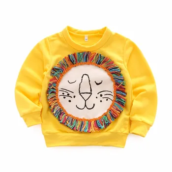 New 2018 Spring Baby Boys Girls Cotton T-shirts Tos Children Kids Cartoon Lion Tassel Jumpers Blouse Hot Sale 6