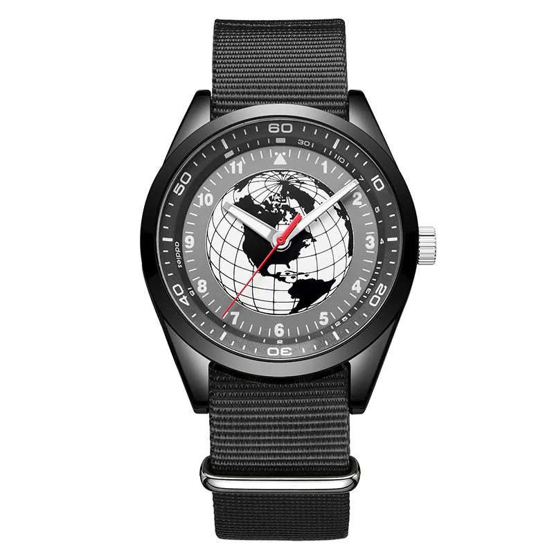 50 метров водонепроницаемые мужские спортивные часы Топ люксовый бренд кварцевые наручные часы для мужчин Модный чехол из сплава материалов нейлоновый ремень часы - Цвет: black case-black