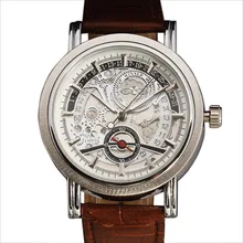 Модные часы победитель Авто Дата армия кожаный ремешок часы для мужчин полые цифровой календарь механические Автоматические наручные часы для мужчин s подарок