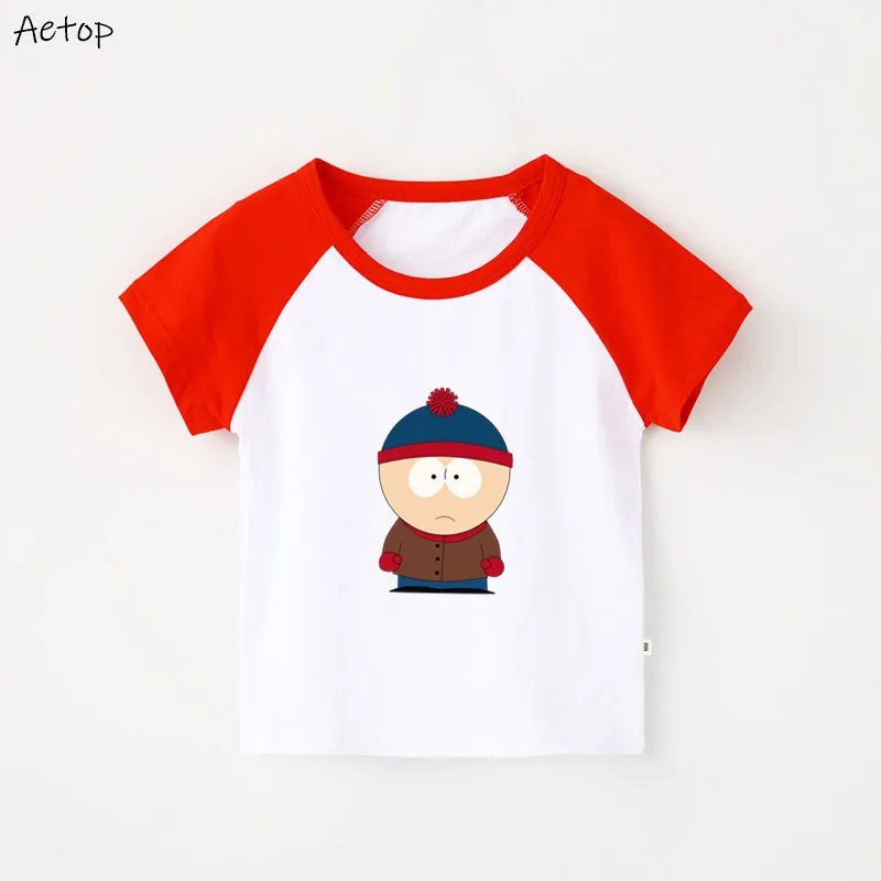 red 3 Funny kids Tee Shirts boy's Stan Marsh T Shirt children Short Sleeve top clothes 2-12 y,b224 - Цвет: red 3