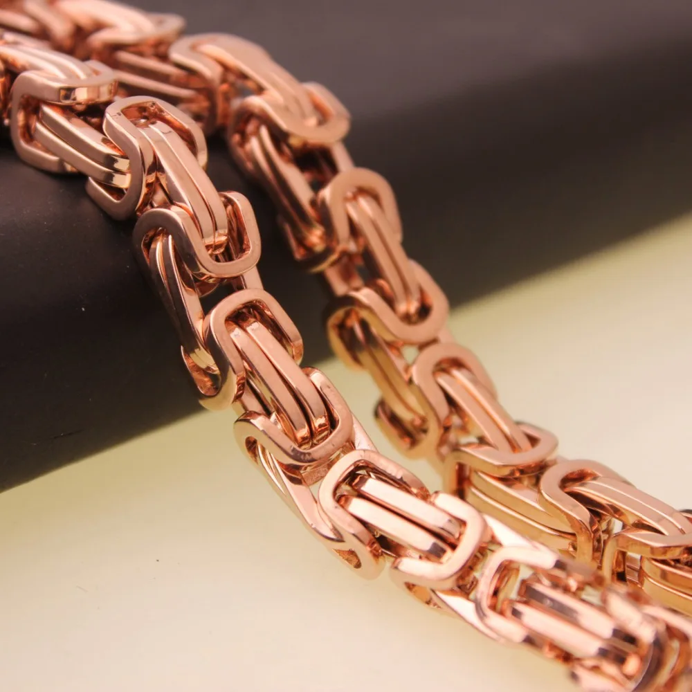 

7"-40" 4/5/8mm Strong Men/Mamen New Charm Byzantine Chain Necklace/Bracelet Jewelry Rose Gold Color