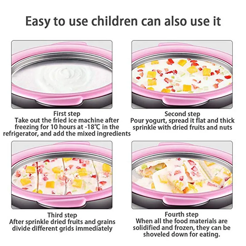 Мини с рисунком мороженого машина для приготовления жареного йогурта мороженого жареные льда лоток дома льда A1