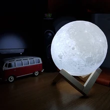 Новинка аккумуляторная 3D печать луна светодиодная лампа сенсорный выключатель диммер стол стол спал