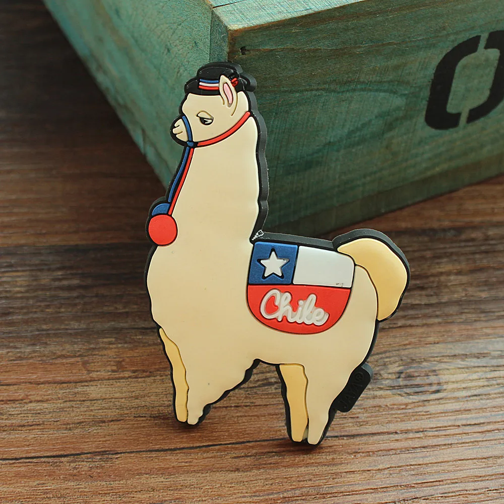 South America Alpaca Chile Tourist Travel Souvenir 3D Rubber Fridge
