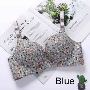 

Women One-Piece Underwear Floral Push Up Seamless Bra Sexy Lingerie Flower Print Gathered Bras