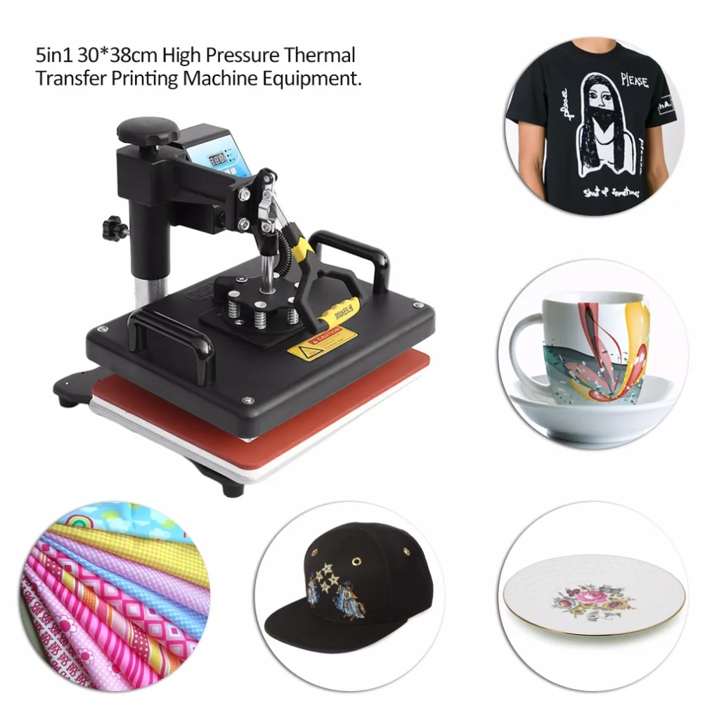 

5 in 1 Comb Heat Press 30x38cm Intelligent Temperature Control Thermal Transfer Printing Machine Equipment