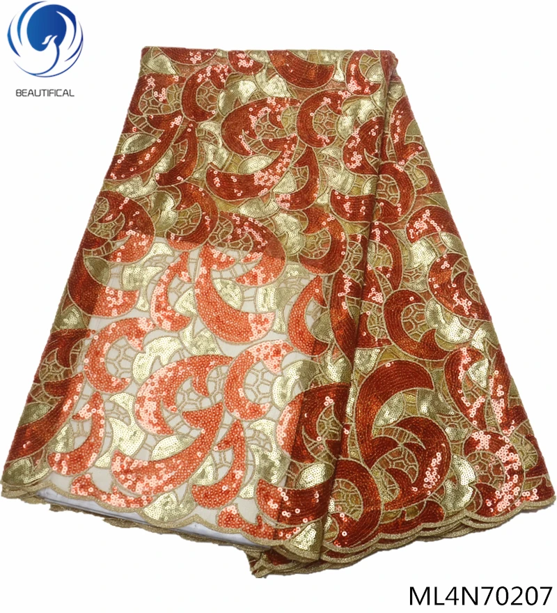 

BEAUTIFICAL 2019 african lace sequins lace fabric fabrics latest african laces selling products 5yards/lot for Wedding ML4N702