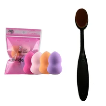 oval brush 5 piece Toothbrush Make Up Brushes Face Nose Blackhead Cleaning Brush Powder Foundation pincel maquillaje With Sponge