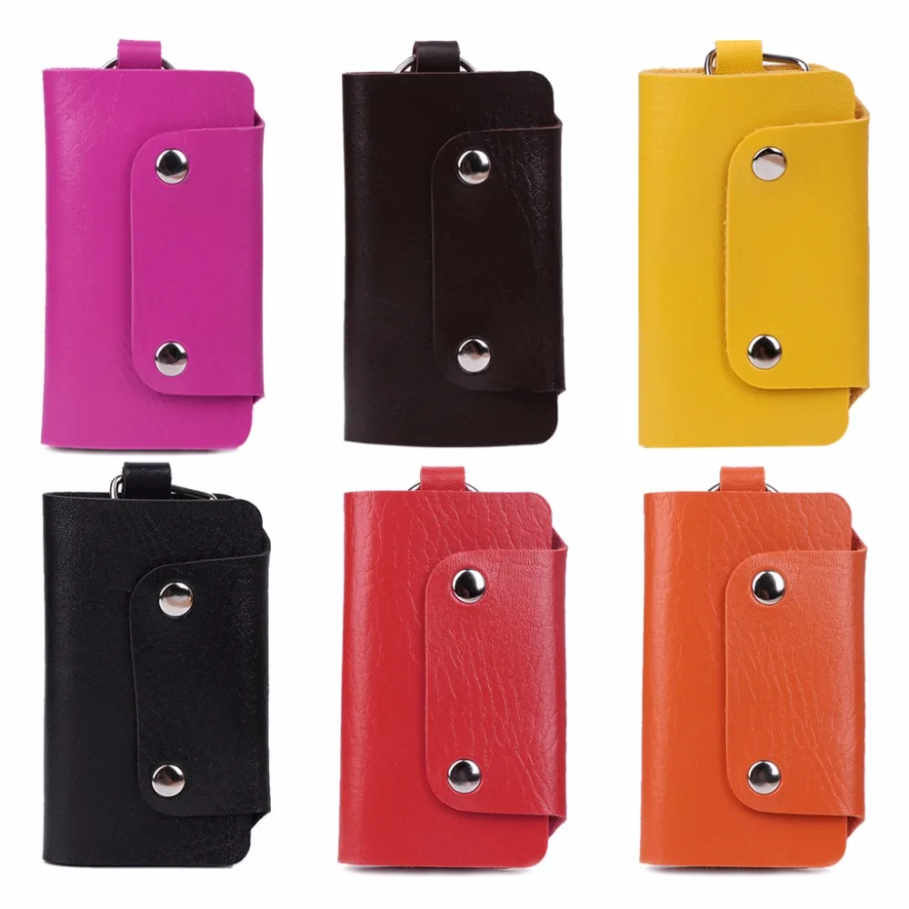 

THINKTHENDO Faux Leather Car Key Chain Holder Case Key Organizer Holder Bag Organizer Key Wallets 6 Color Women Men