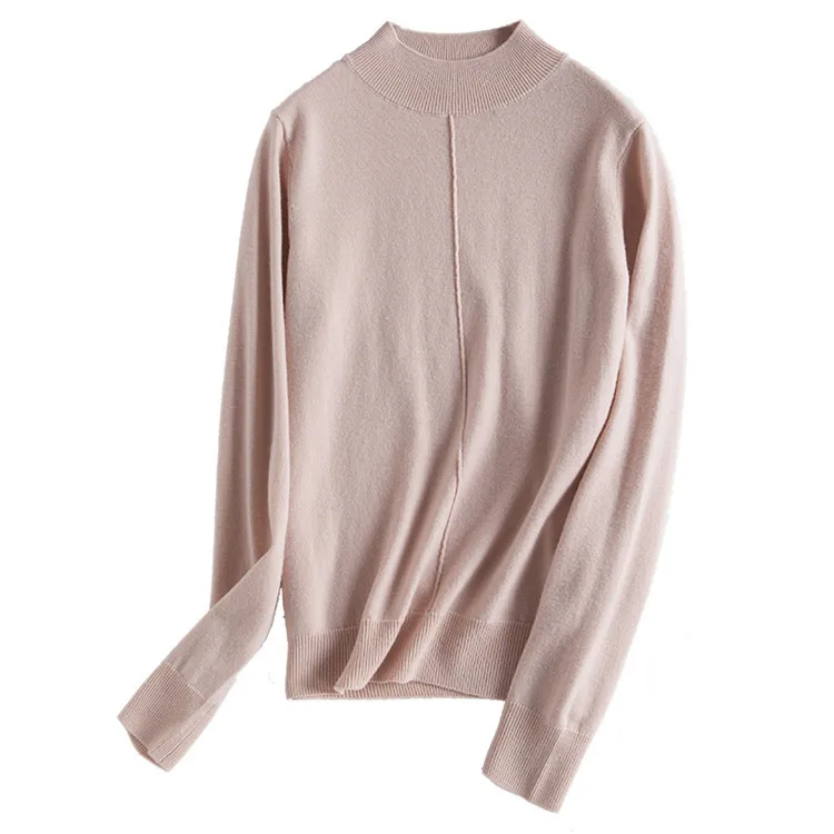 new fashion wool knit women half-high collar H-straight pullover sweater apricot 6colors M/L/XL | Женская одежда